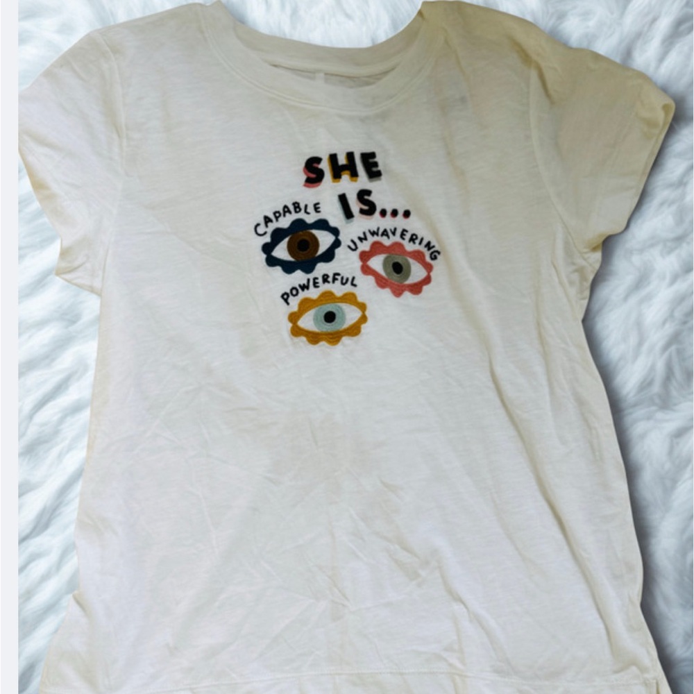 LOFT Graphic White Cap Sleeve Tee